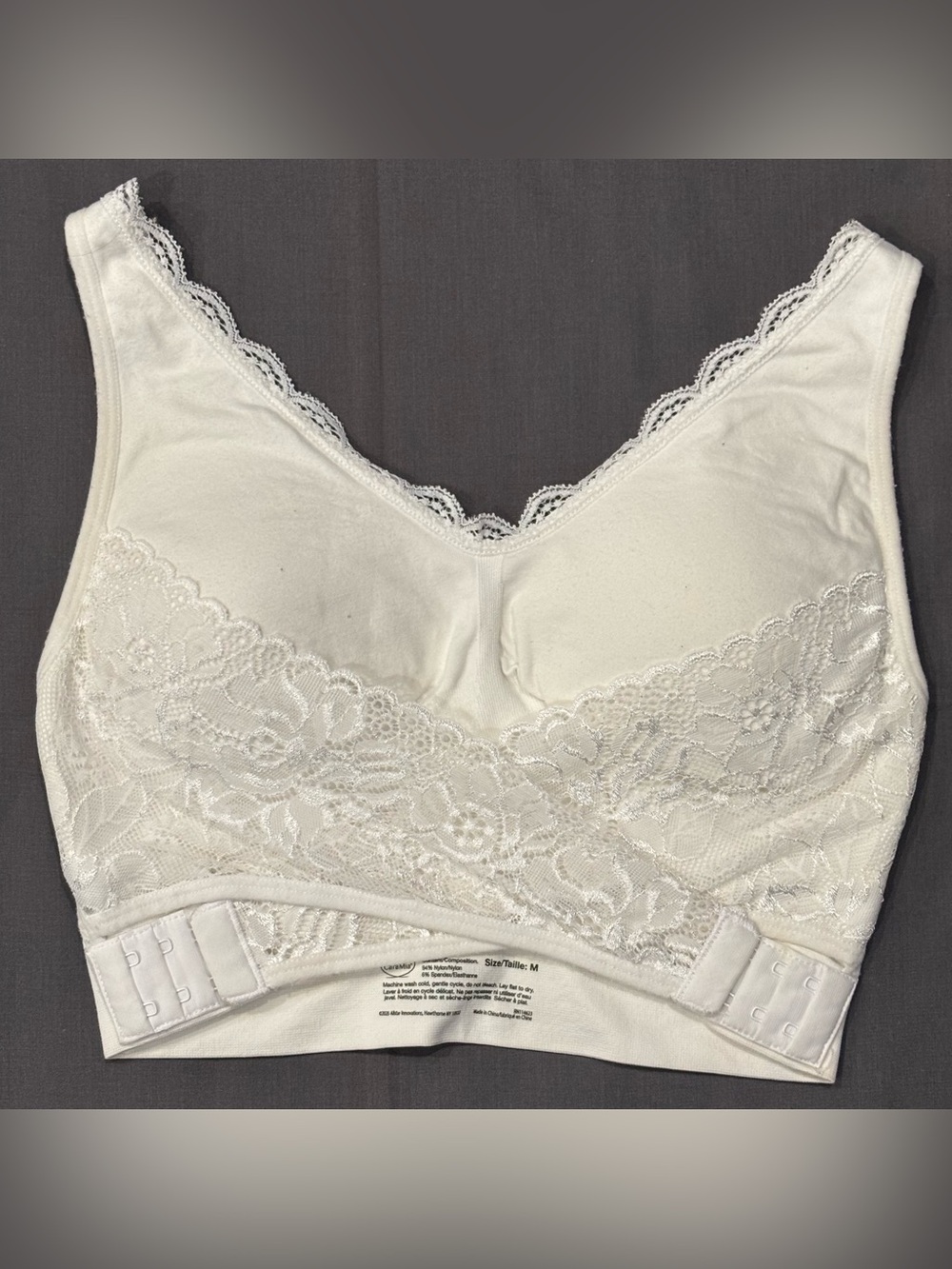 CaraMia Wireless Lift Bra Lot of 2 Black White Medium Lace CrissCross Side Hook - Picture 7 of 13